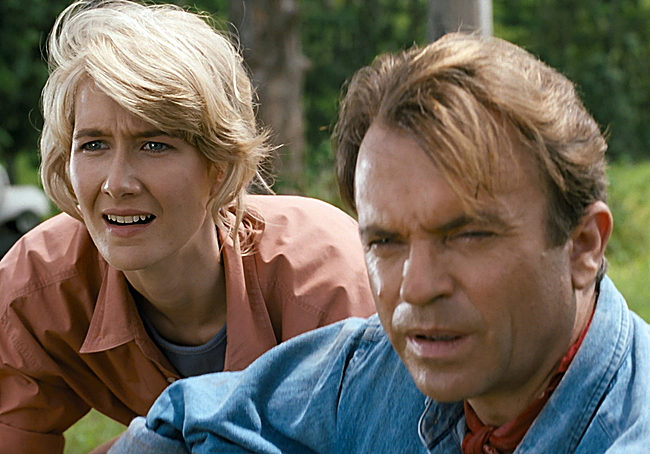 Sam Neill en una cena de 'Parque Jurásico'
