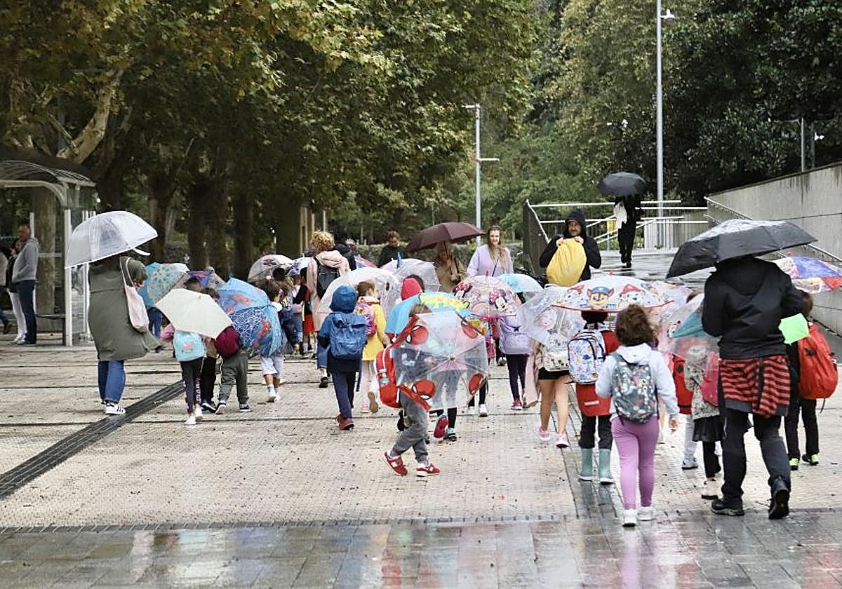 Lluvia en las calles de Donostia.