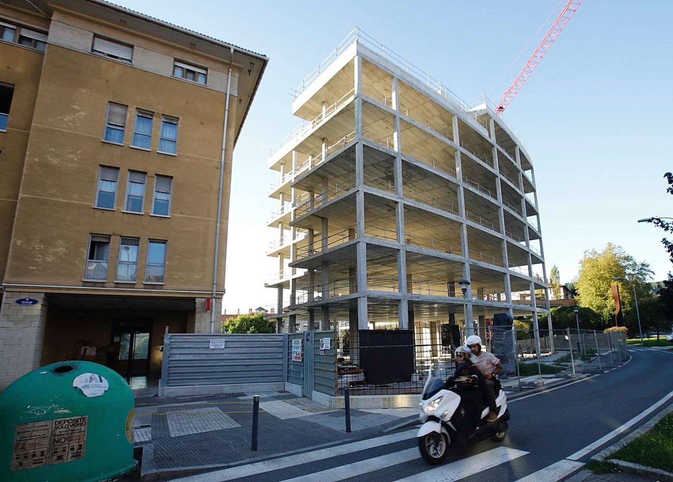 Una vivienda en construcción en Donostia.