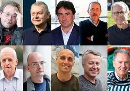 De izquierda a derecha, arriba, Verkhratsky, Grabowski, Mecerreyes, Asua y Matute y, abajo, Goñi, Tóth, Mujika, Soloshonok y Carreiras