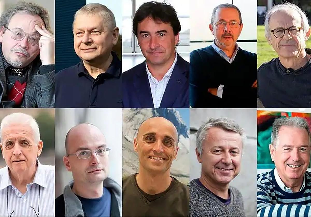 De izquierda a derecha, arriba, Verkhratsky, Grabowski, Mecerreyes, Asua y Matute y, abajo, Goñi, Tóth, Mujika, Soloshonok y Carreiras