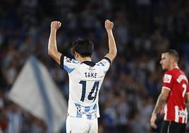 Take Kubo celebra la victoria ante el Athletic.