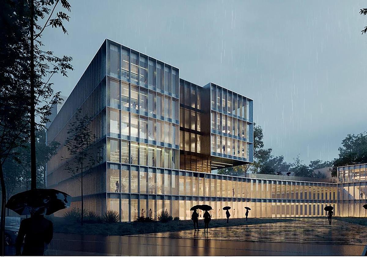 Fotomontaje de la fachada del proyecto desechado para el nuevo edificio del DIPC.