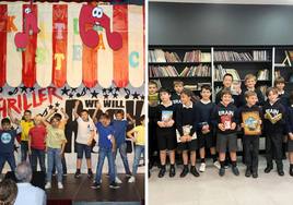 Alumnos de Erain en una obra de teatro y fomentando la lectura.