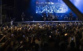 Huntza taldea, Donostiako Aste Nagusian Sagüesen eskaini zuen kontzertuan.