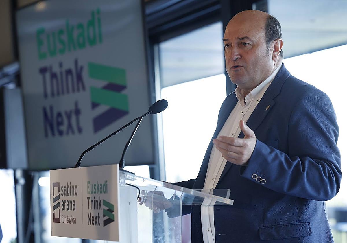 El presidente del Euzkadi Buru Batzar del PNV, Andoni Ortuzar, en un acto del pasado sábado.