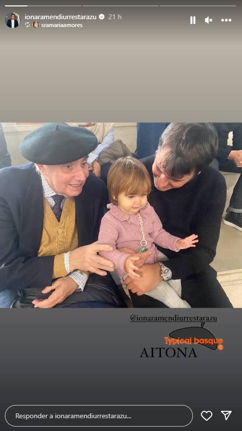 Ion Aramendi, con su aita y su hija pequeña.