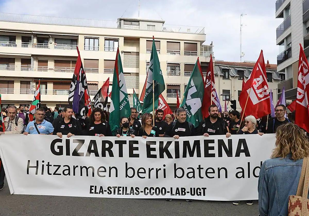 Manifestación en Donostia en la huelga de octubre.