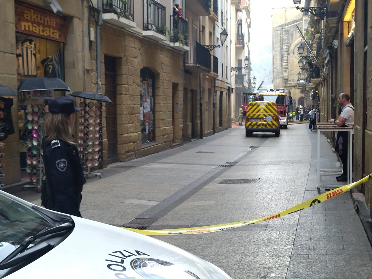 Incendio en el bar Senra de la Parte Vieja de Donostia