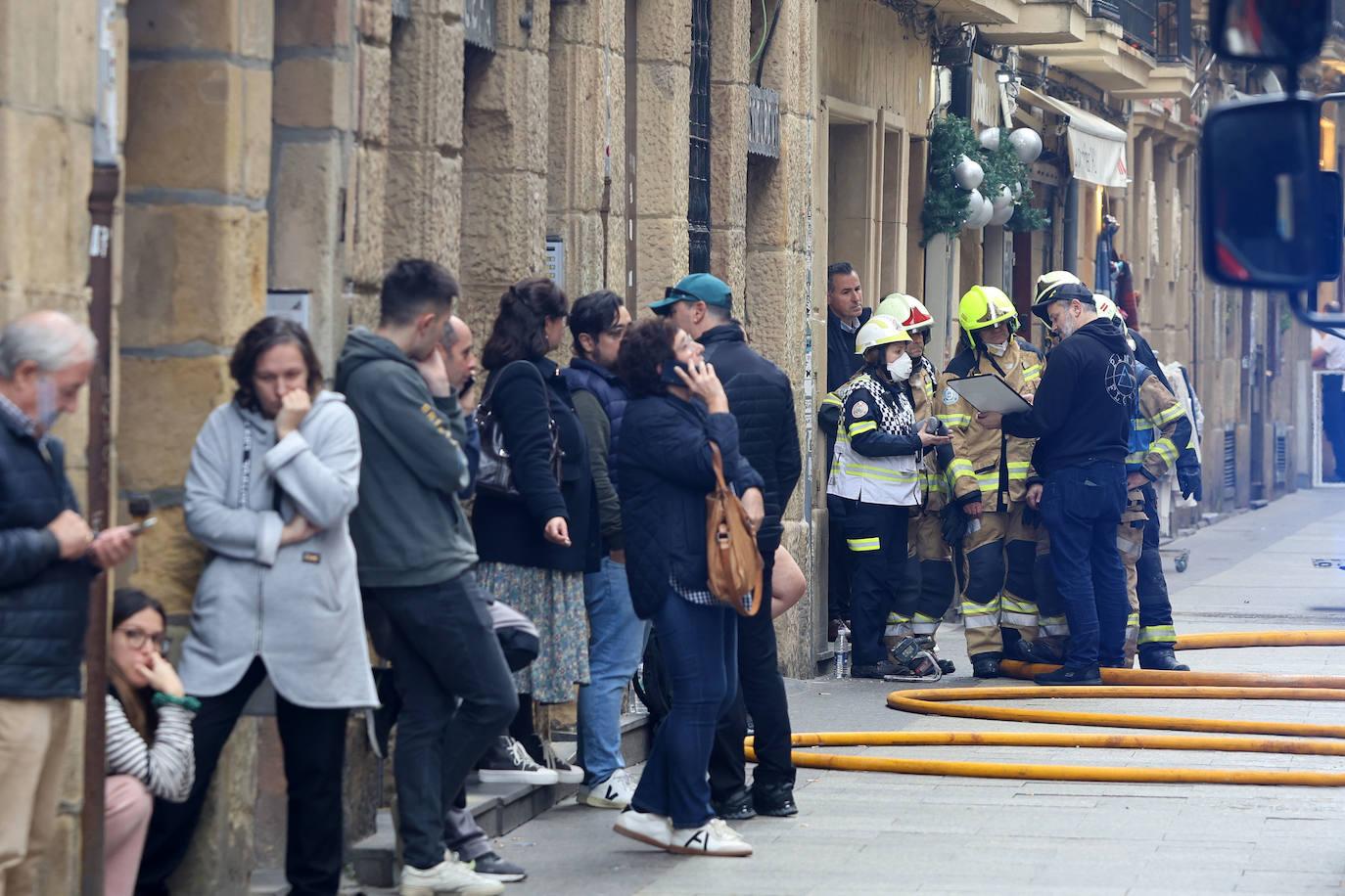 Incendio en el bar Senra de la Parte Vieja de Donostia