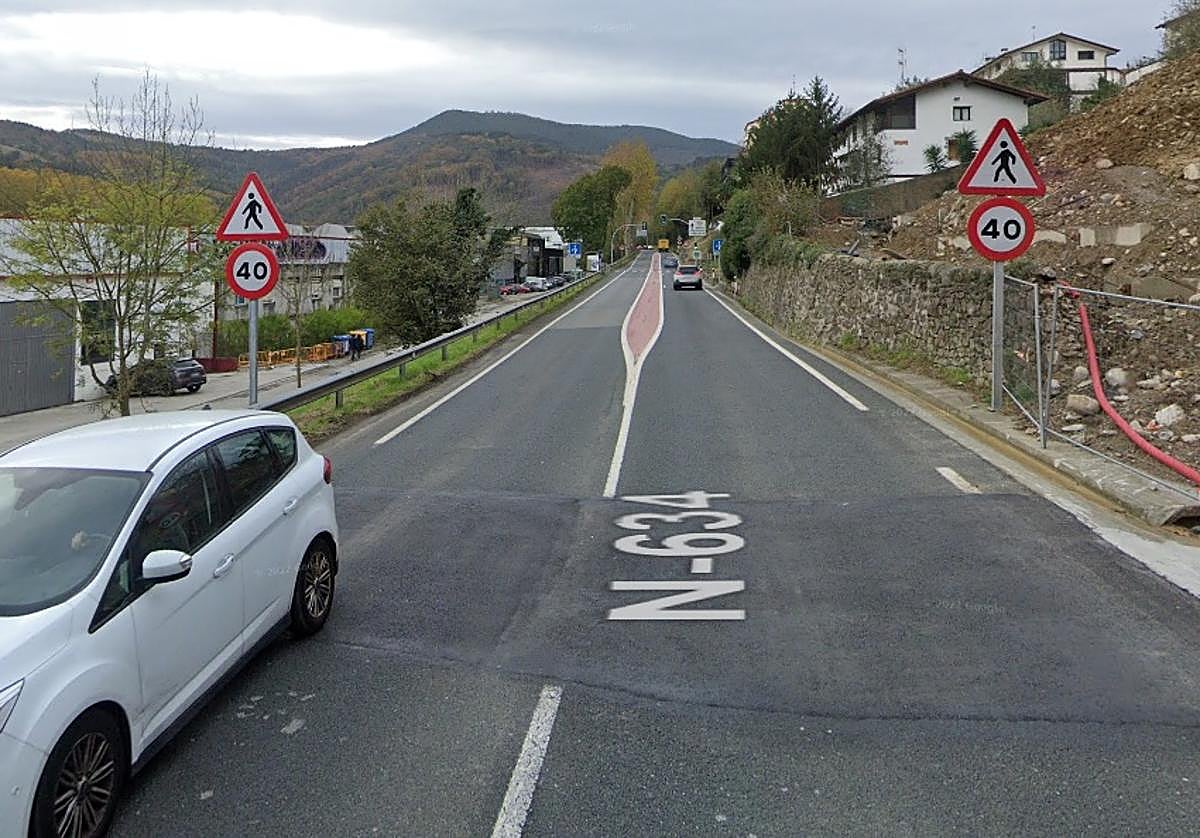 Recta de la N-634 en Usurbil en la que se han producido dos atropellos mortales en apenas dos meses.