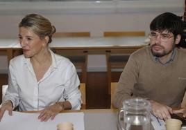 Yolanda Díaz y Lander Martínez, este viernes en una reunión en Bilbao.