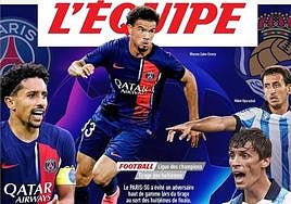 Portada de L'Equipe con Marquinhos, Zaire-Emery, Mikel Oyarzabal y Robin Le Normand.