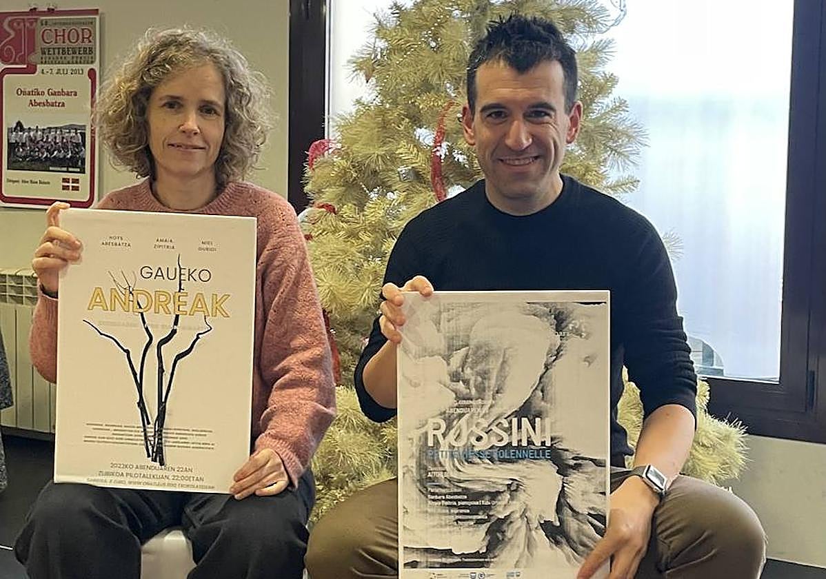 Arantzazu Murua y Aitor Biain en la presentación de los conciertos.