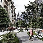 Una calle sin tráfico junto a Zurriola y adiós a la rotonda de Ategorrieta