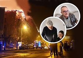 Los vecinos desalojados de los dos bloques contemplan cómo arden sus viviendas.