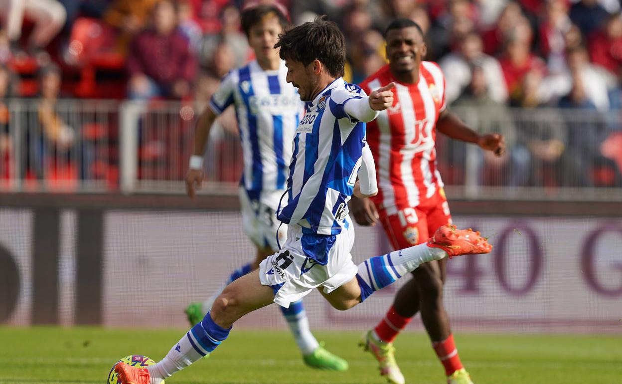 David Silva durante el encuentro ante el Almería.