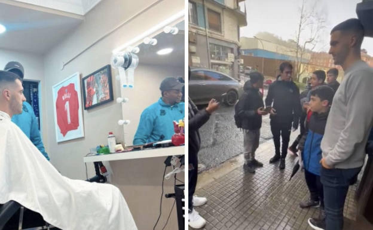 MIkel Merino acudió este lunes a cortarse el pelo a la peluquería hernaniarra de Bilal.