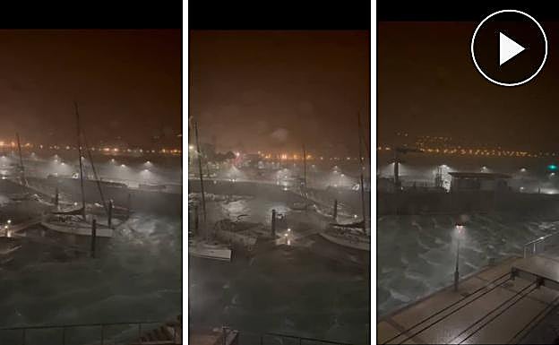 El impresionante impacto de 'Gerard' en el muelle de Donostia con rachas de 140km/h