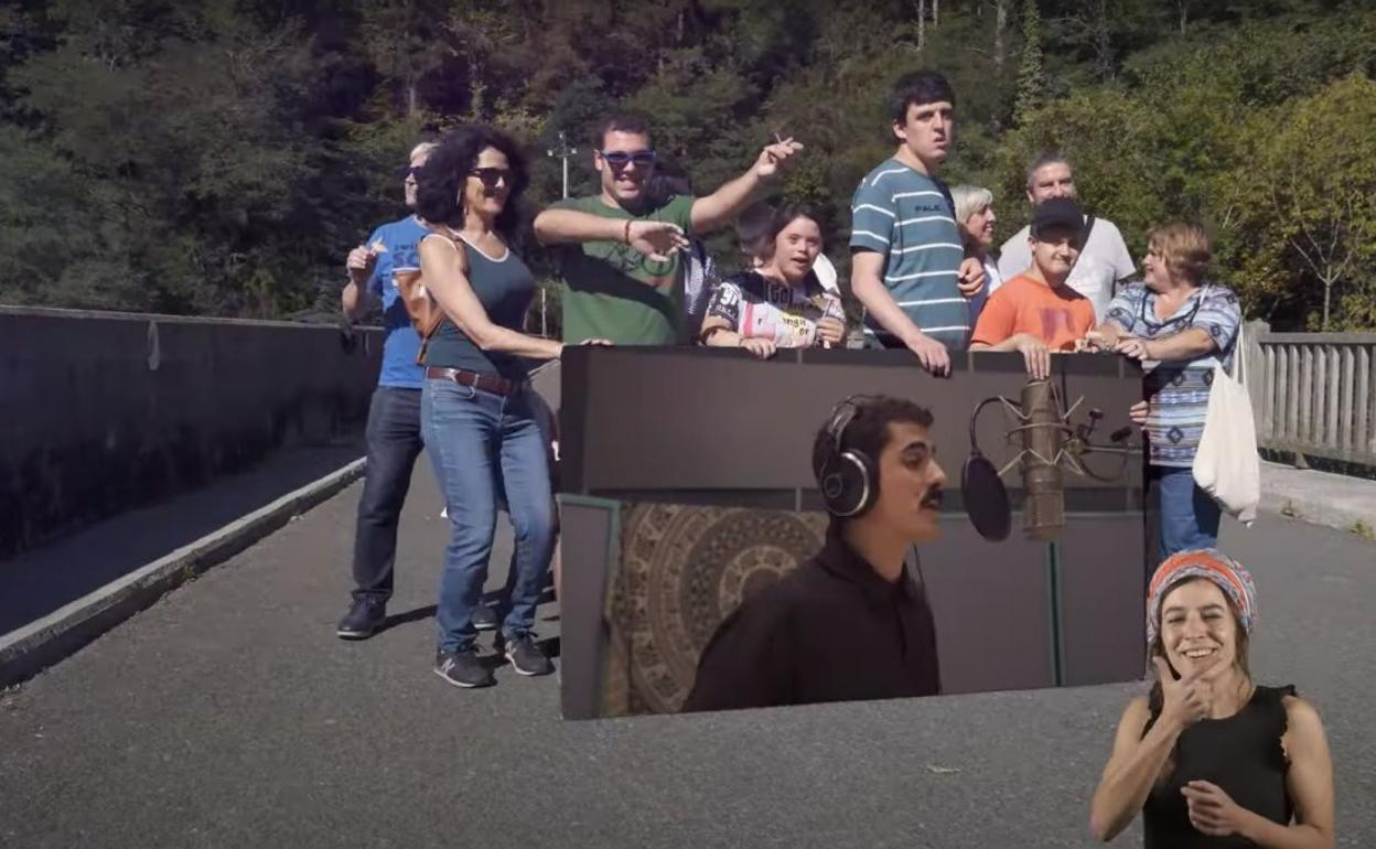 Integrantes de Nuala en una de las imágenes incluidas en el videoclip, grabada en la presa de Aixola. 