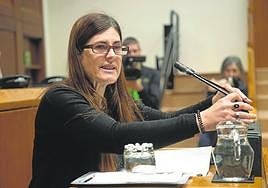 Miren Gorrotxategi durante una sesión plenaria en el Parlamento Vasco.