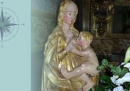 La talla de madera de la Virgen lactante de Elizamendi es del siglo XVII.