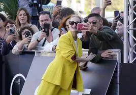 La actriz Jessica Chastain, con el público donostiarra durante la pasada edición del Festival de Cine.