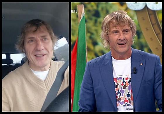 Julián Iantzi durante su explicación y cuando era presentador de El Conquis.