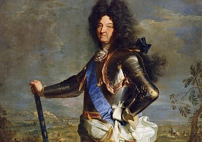 Luis XIV con armadura, por Rigaud (1701). Museo del Prado.