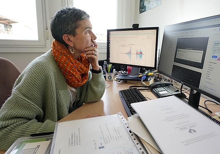 Olatz Arbelaitz , en su despacho de la Facultad de Informática.