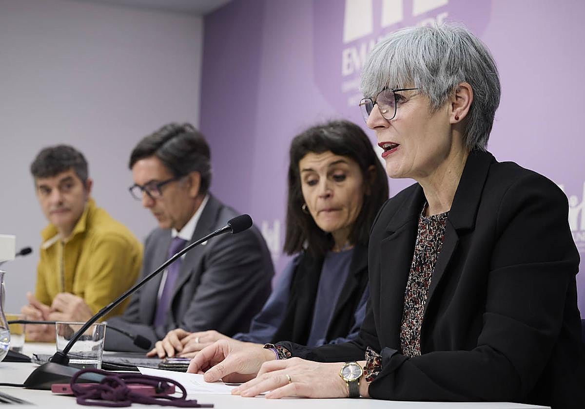 Iñigo Esnaola, Iñaki Elexalde, Nerea Melgosa y Miren Elgarresta en la rueda de prensa de este lunes.