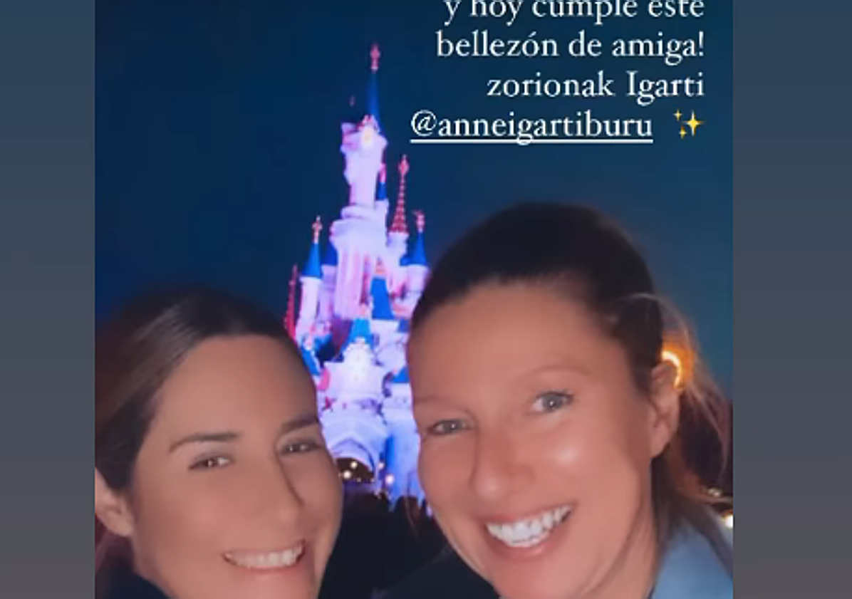 Imagen principal - Imágenes compartidas por Anne Igartiburu en su Instagram: con Ainhoa Arbizu en París, con el ramos de flores en su programa y con Ana Mena. 