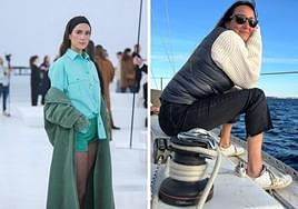 Marta Pombo en el desfile de Max Mara en Milán y Lucía navegando en velero por Menorca