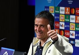 Luis Enrique, durante la rueda de prensa de este lunes.