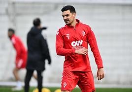 Sergio Álvarez, durante un entrenamiento en Atxabalpe.