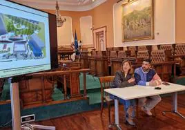 La alcaldesa, Cristina Laborda, y el delegado de Obras Borja Olazabal presentaron el proyecto.