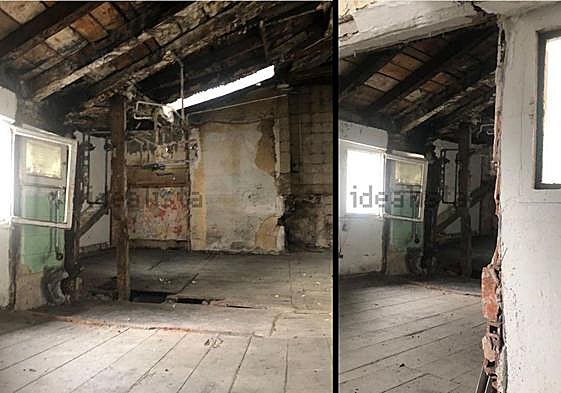 Dos imágenes del ático puesto a la venta en la Parte Vieja donostiarra.