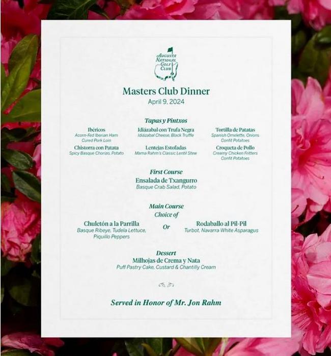 La invitación con el menú
