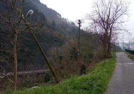 Postes de luz y telefonía de Aizpizkar kalea, en mal estado.