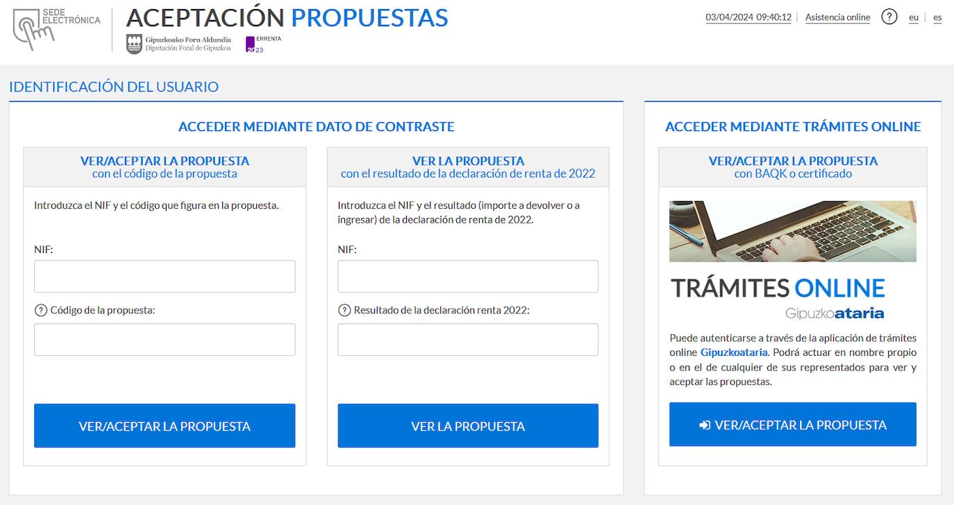 Tres formas diferentes de acceso.