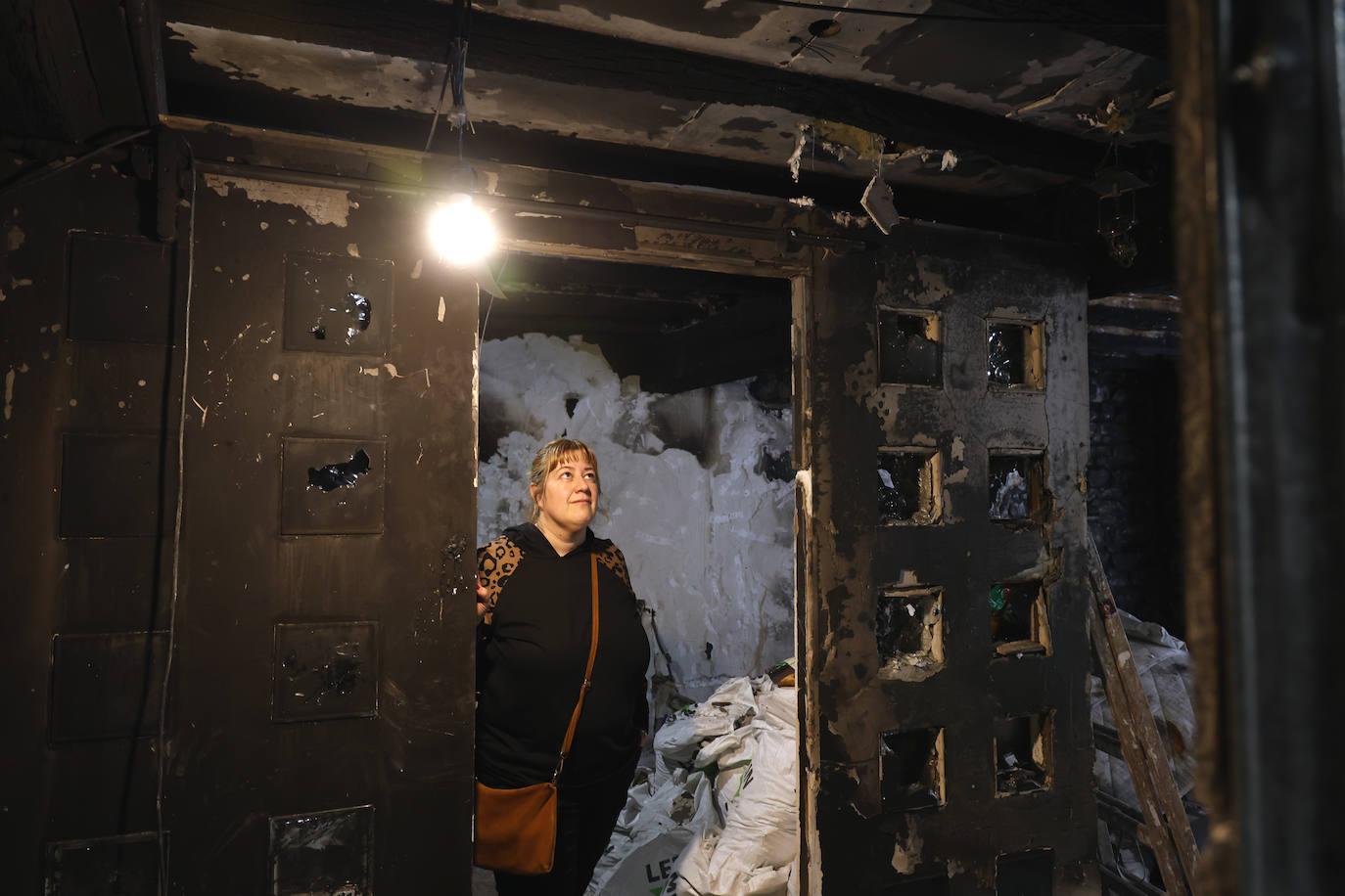 Así ha quedado la vivienda de Begoña Santos en Errenteria tras el incendio