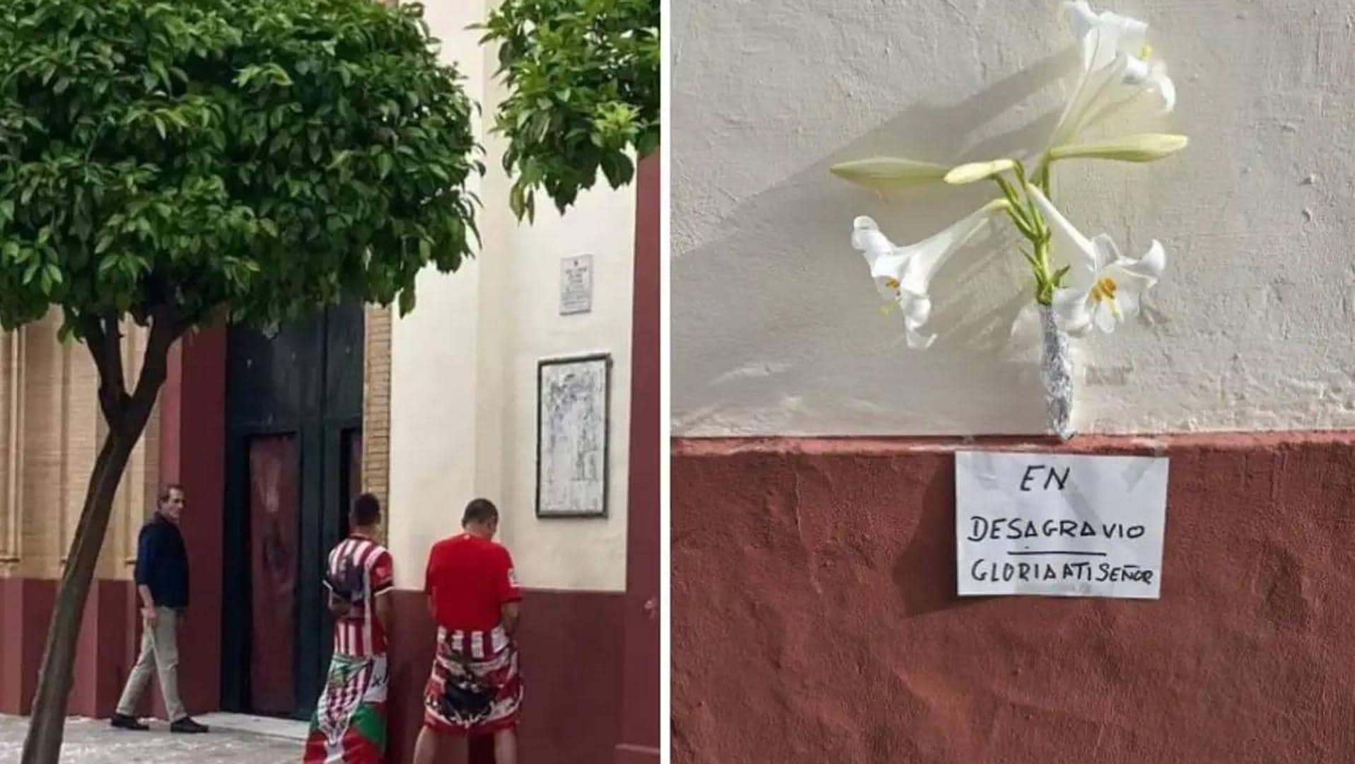 Sevillanos dejan flores en una iglesia tras orinar aficionados del  Athletic. «En desagravio. Gloria a Ti, Señor» | El Diario Vasco