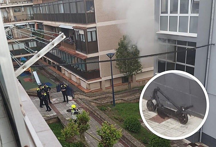Susto en Errenteria por un incendio al arder dos patinetes eléctricos en un piso