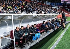 Banquillo del Eibar en el Carlos Belmonte de Albacete.