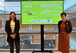 Nuria Alzaga y Estitxu Urtizberea en la presentaron ayer en Ficoba.