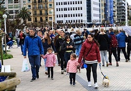 Decenas de personas pasean por el paseo de La Concha.