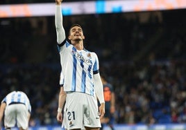 André Silva celebra su gol ante el Valencia.