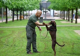 Dimitri juega en Ibarra con 'Lur', al que supo leer el mensaje de socorro que el animal le lanzó en el Txindoki.