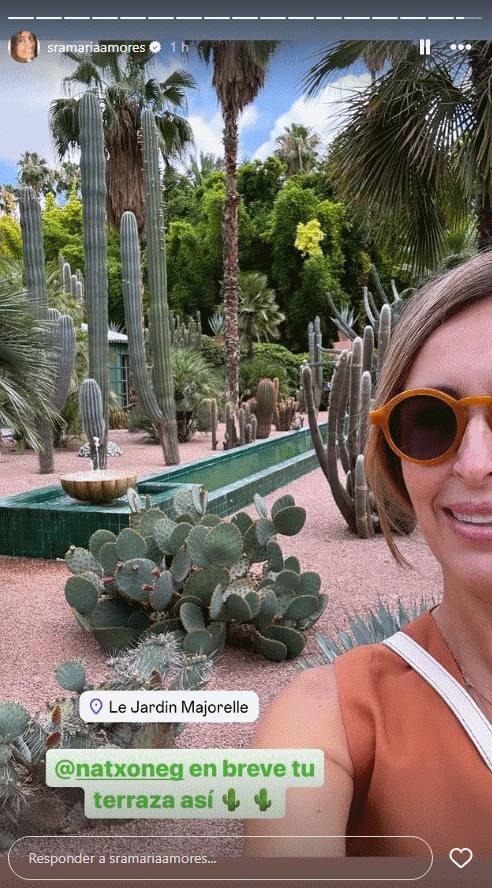 María Amores, en los jardines Majorelle en Marrakech.