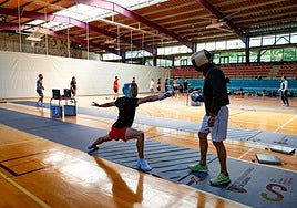 La selección húngara en un momentodel entrenamiento en el Pio Baroja